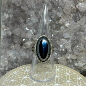 Sterling Silver Hematite Oval Ring